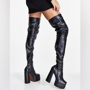 ASOS Kathleen high-heeled platform over the knee boots, size 8,5